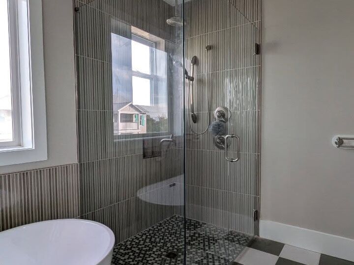 Custom corner glass shower enclosure