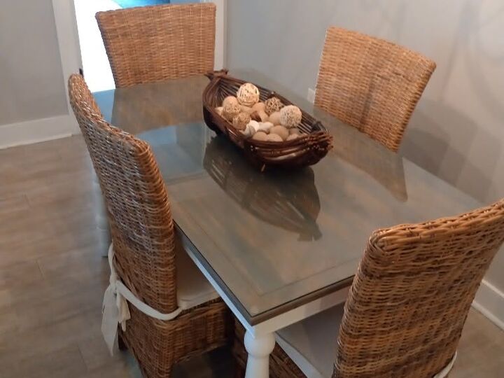 Custom glass tabletop on a dining table