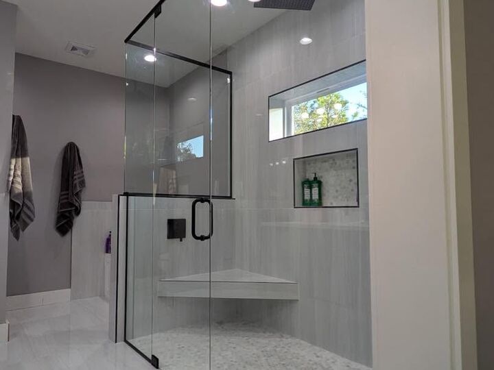 Custom walk-in glass shower enclosure